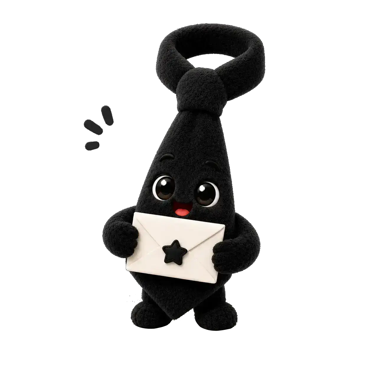 Mascote da DearYou vestido de pai segurando um presente